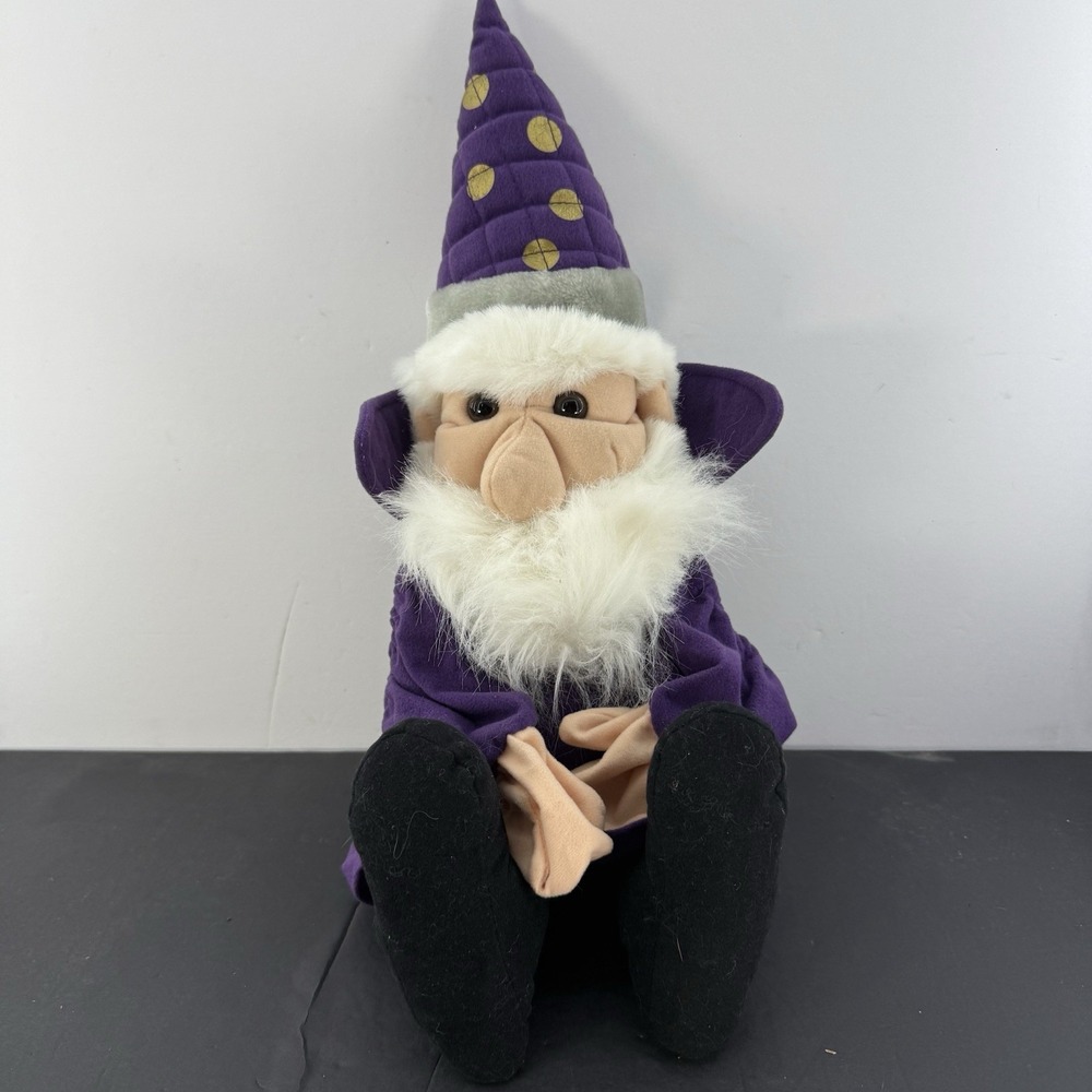 Folktails Folkmanis Plush Hand Puppet Wizard Warlock 21" Purple Robe Stuffed